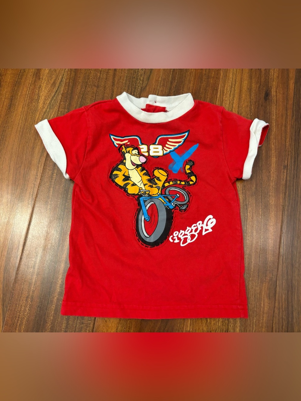 Disney Vintage y2k Winnie the Pooh Tigger Bicycle red short sleeve tee shirt